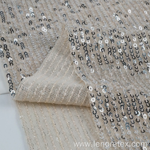 Nylon Knit Metallic Metal Sequin Embroidery Mesh Fabric